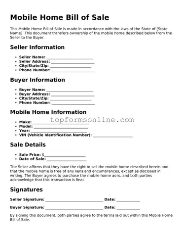 Valid Mobile Home Bill of Sale Template