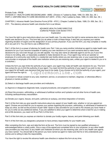 Fill Out a Valid California Advanced Health Care Directive Form