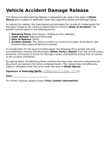 Valid Vehicle Accident Damage Release Template