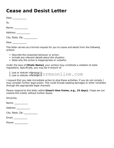 Valid Cease and Desist Letter Template