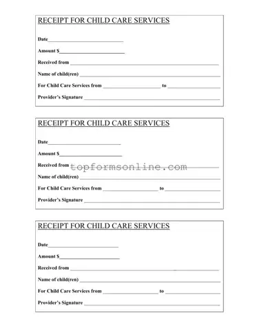 Fill Out a Valid Childcare Receipt Form