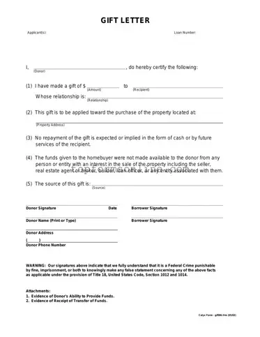 Fill Out a Valid Gift Letter Form