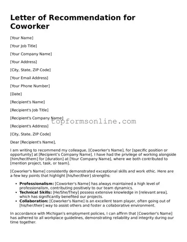 Valid Letter of Recommendation for Coworker Template
