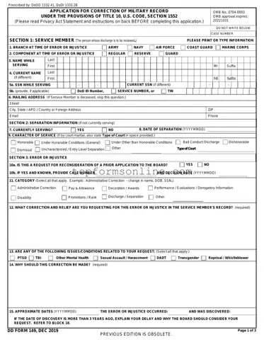 Fill Out a Valid DD 149 Form