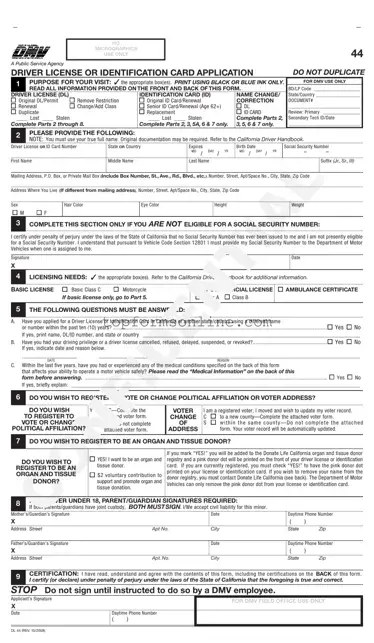 Fill Out a Valid Ca Dmv Dl 44 Form