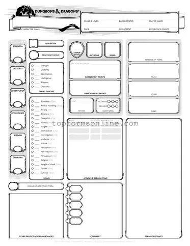 Fill Out a Valid Dnd Character Sheet Form