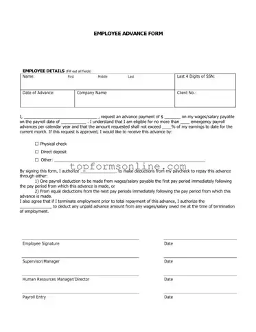Fill Out a Valid Employee Advance Form