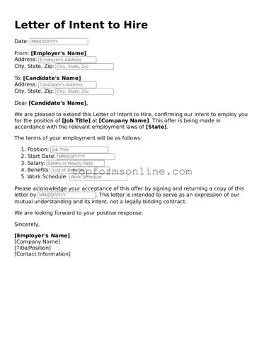 Valid Letter of Intent to Hire Template