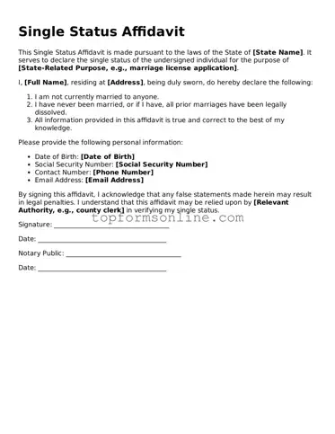 Valid Single Status Affidavit Template