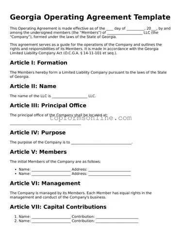 Printable Georgia Operating Agreement Template