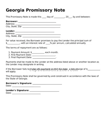 Printable Georgia Promissory Note Template