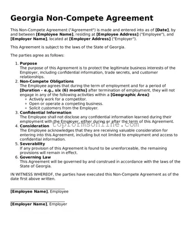 Printable Georgia Non-compete Agreement Template