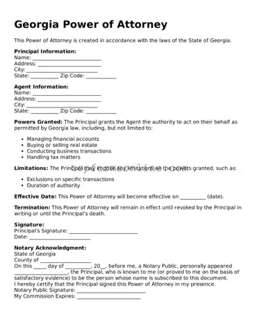 Printable Georgia Power of Attorney Template
