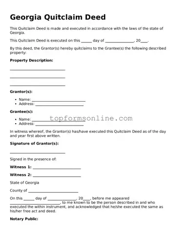 Printable Georgia Quitclaim Deed Template