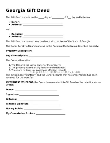 Printable Georgia Gift Deed Template