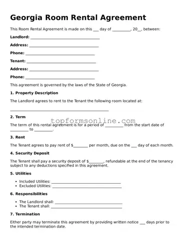 Printable Georgia Room Rental Agreement Template