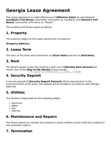 Printable Georgia Lease Agreement Template