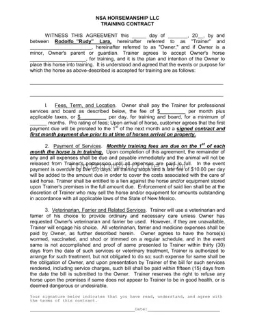 Fill Out a Valid Horse Training Contract Form