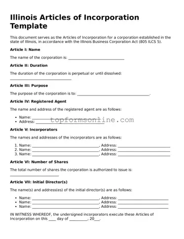 Printable Illinois Articles of Incorporation Template