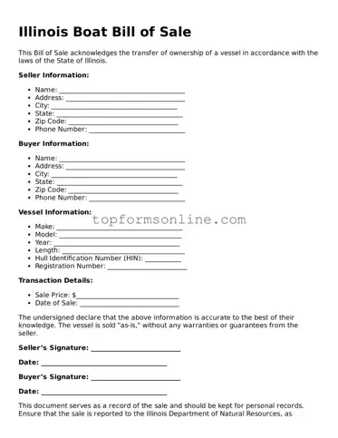 Printable Illinois Boat Bill of Sale Template