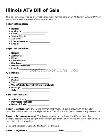 Printable Illinois ATV Bill of Sale Template
