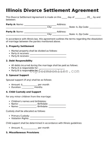 Printable Illinois Divorce Settlement Agreement Template