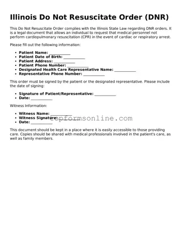 Printable Illinois Do Not Resuscitate Order Template
