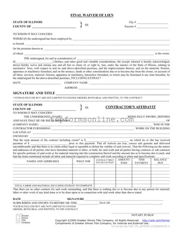 Fill Out a Valid Illinois Final Waiver Of Lien Form