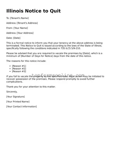 Printable Illinois Notice to Quit Template