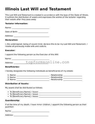 Printable Illinois Last Will and Testament Template
