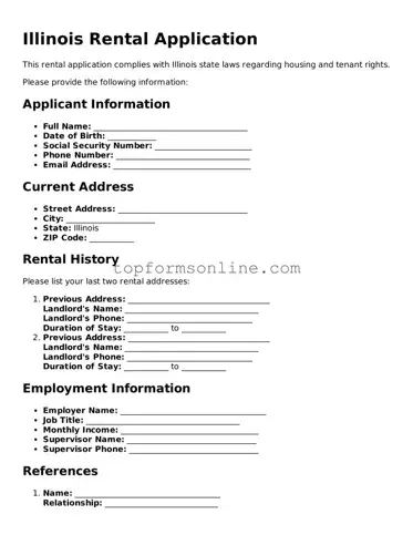 Printable Illinois Rental Application Template
