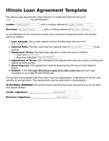 Printable Illinois Loan Agreement Template