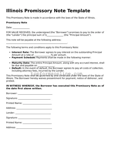Printable Illinois Promissory Note Template