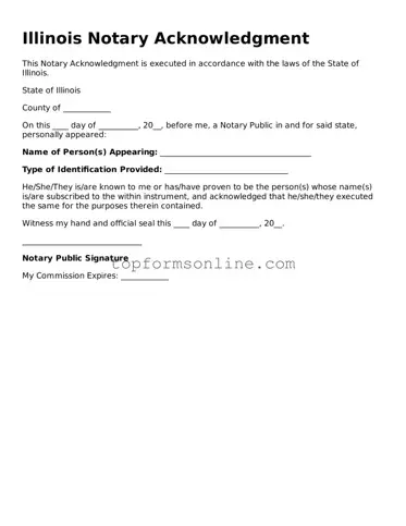 Printable Illinois Notary Acknowledgement Template