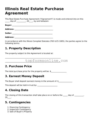 Printable Illinois Real Estate Purchase Agreement Template