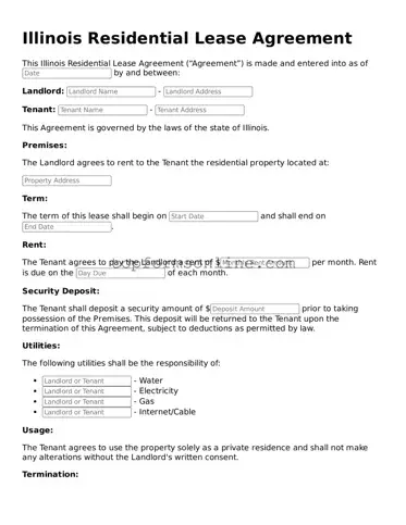 Printable Illinois Residential Lease Agreement Template