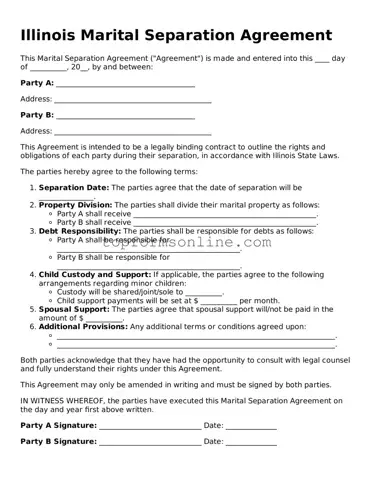 Printable Illinois Marital Separation Agreement Template