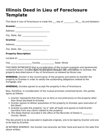 Printable Illinois Deed in Lieu of Foreclosure Template