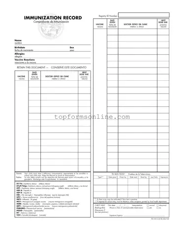 Fill Out a Valid Immunization Record Form