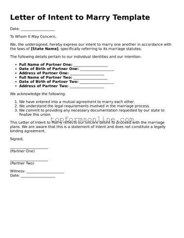 Valid Letter of Intent to Marry Template