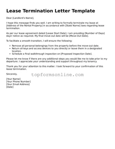 Valid Lease Termination Letter Template