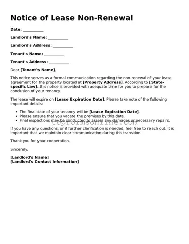 Valid Notice of Lease Non-Renewal Template