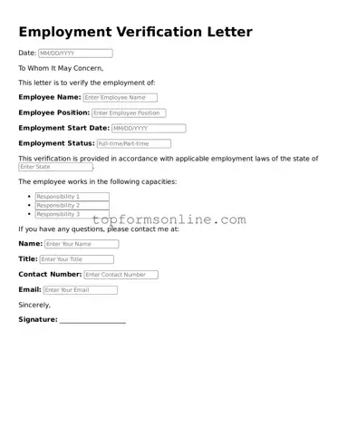 Valid Employment Verification Template