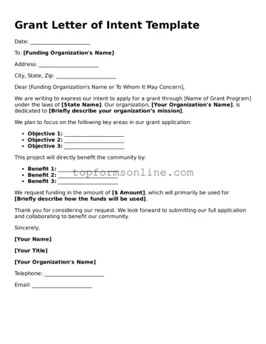 Valid Grant Letter of Intent Template