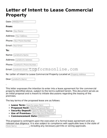Valid Letter of Intent to Lease Commercial Property Template