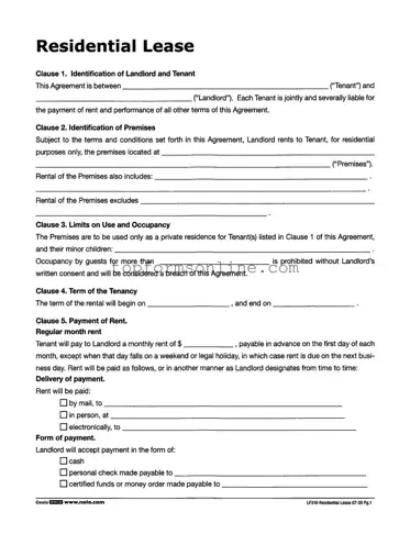 Fill Out a Valid Lf310 Residential Lease Form