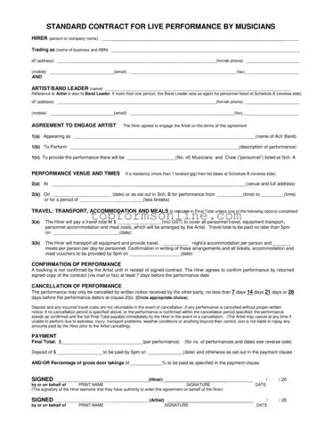 Fill Out a Valid Live Performance Contract Form