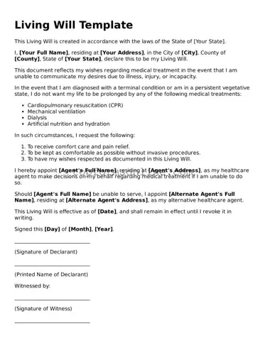 Valid Living Will Template