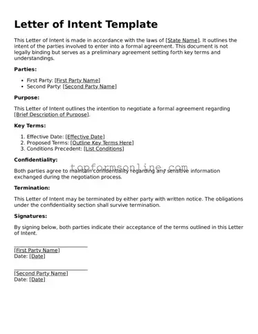 Valid Letter of Intent Template