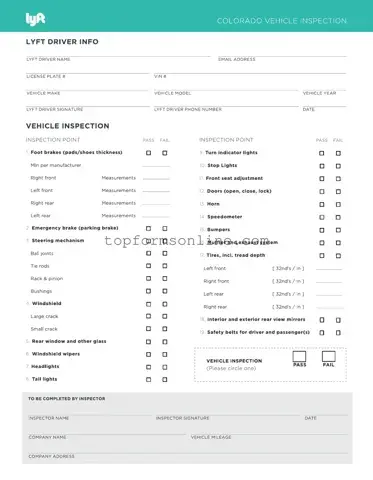 Fill Out a Valid Lyft Inspection Form